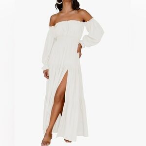 White Off-The-Shoulder Zesica Dress🕊️💫